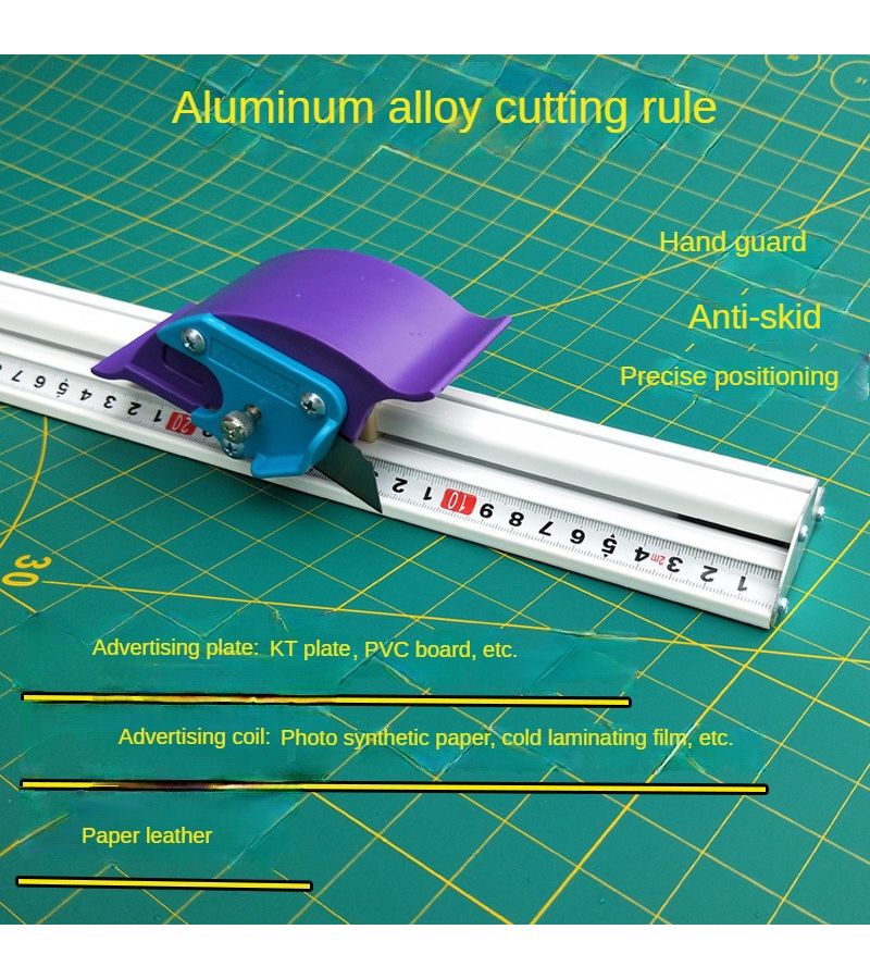 Cut Resistant Sliding Cutting Ruler 19.69inch Anti Deviation Crafting Tool - Image 1
