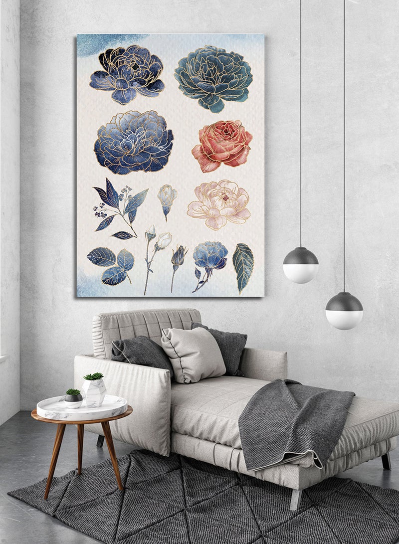 LOWHA Canvas Wall Art Stretched Over Wooden Frame with Floral Design  Painting - Image 1