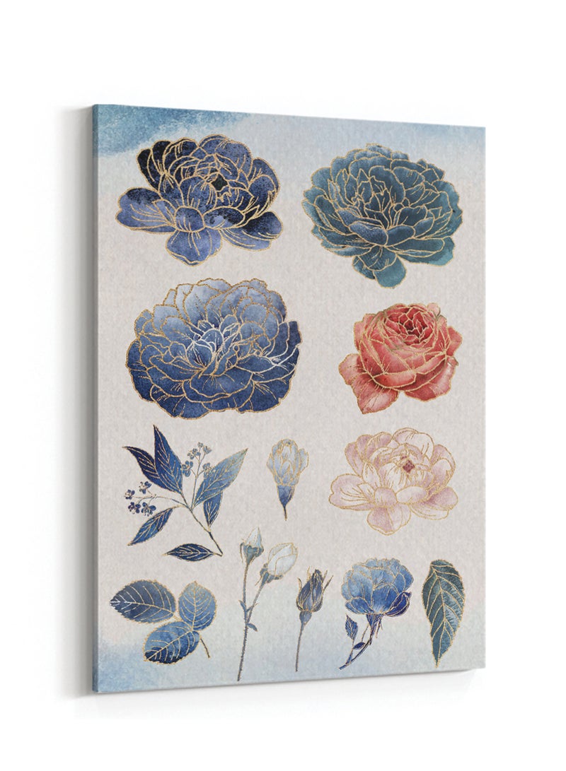 LOWHA Canvas Wall Art Stretched Over Wooden Frame with Floral Design  Painting - Image 4