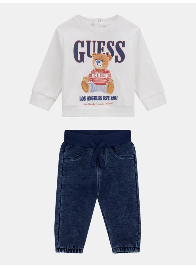 GUESS Kids Logo Crew Neck Sweatshirt and Pant Sets - Image 3