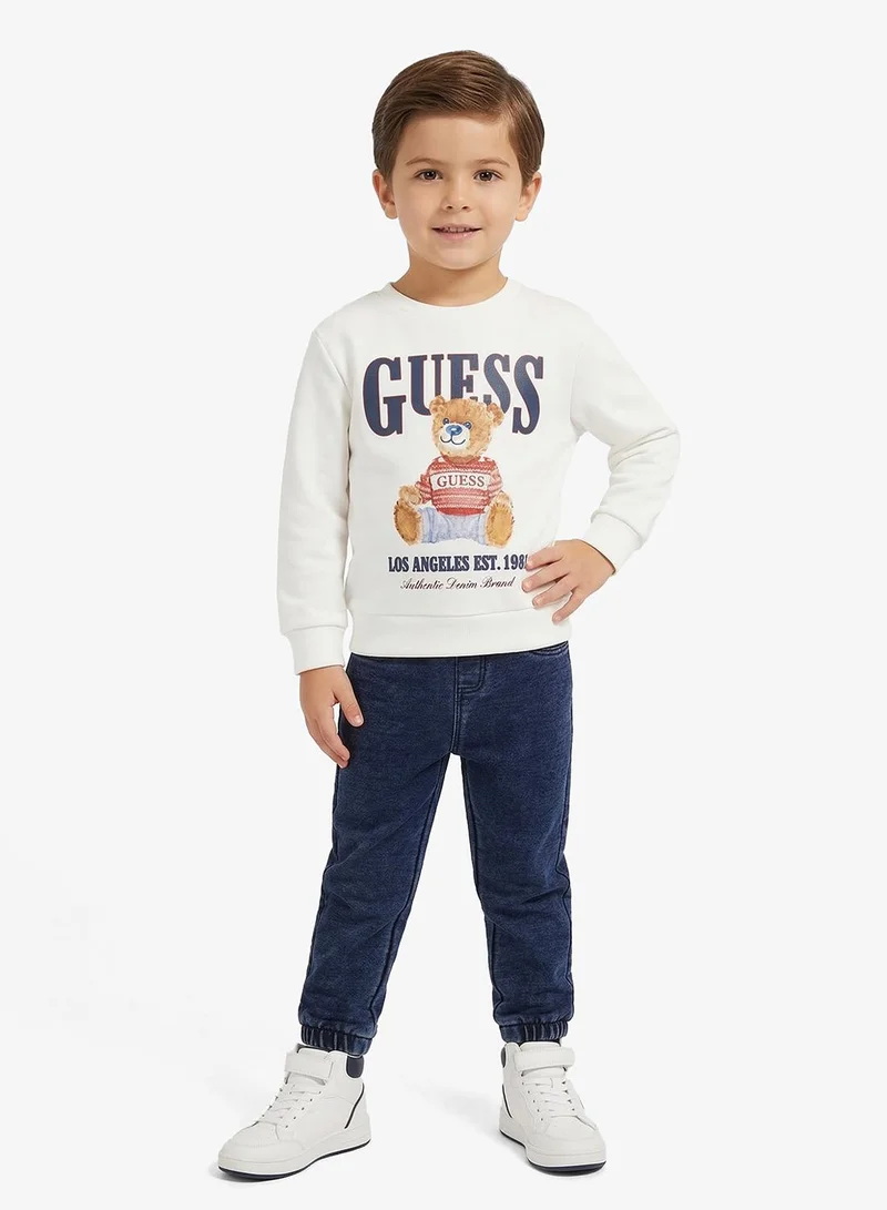 GUESS Kids Logo Crew Neck Sweatshirt and Pant Sets
