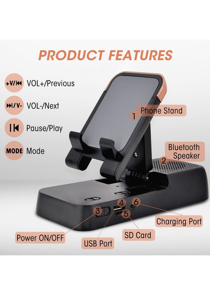 Barakah Cell Phone Stand with Bluetooth Speaker, Adjustable Phone Holder for Desk with Anti-slip Base Hd Surround Sound Bluetooth Speaker Compatible with Iphone, Ipad, Samsung - Image 2