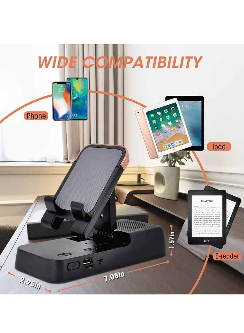 Barakah Cell Phone Stand with Bluetooth Speaker, Adjustable Phone Holder for Desk with Anti-slip Base Hd Surround Sound Bluetooth Speaker Compatible with Iphone, Ipad, Samsung - Image 5