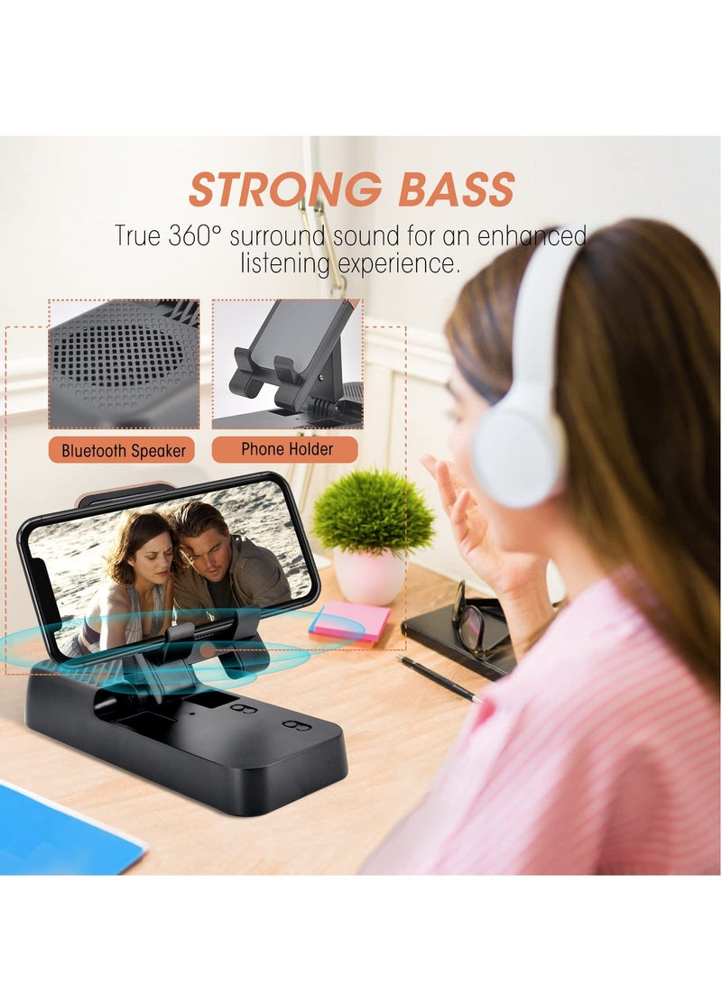 Barakah Cell Phone Stand with Bluetooth Speaker, Adjustable Phone Holder for Desk with Anti-slip Base Hd Surround Sound Bluetooth Speaker Compatible with Iphone, Ipad, Samsung - Image 4