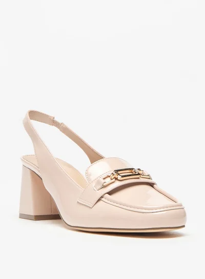 Flora Bella By Shoexpress Metal Accent Slingback Slip-On Shoes with Block Heels