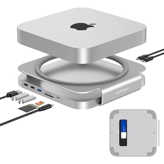 rayihni MAC MINI DOCK AND STAND WITH M.2 SSD ENCLOSURE, 10GBPS USB A/C PORT, DUAL CARD READER FOR MAC MINI M1 M2 AND MAC STUDIO | ACCESSORIES - Image 1