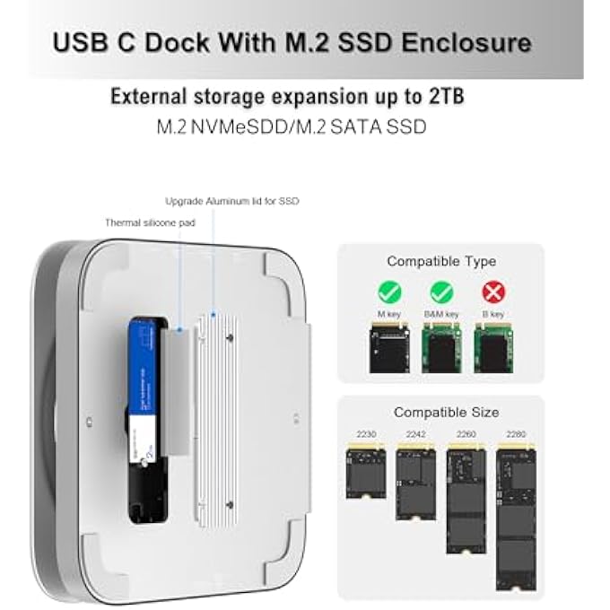 rayihni MAC MINI DOCK AND STAND WITH M.2 SSD ENCLOSURE, 10GBPS USB A/C PORT, DUAL CARD READER FOR MAC MINI M1 M2 AND MAC STUDIO | ACCESSORIES - Image 3