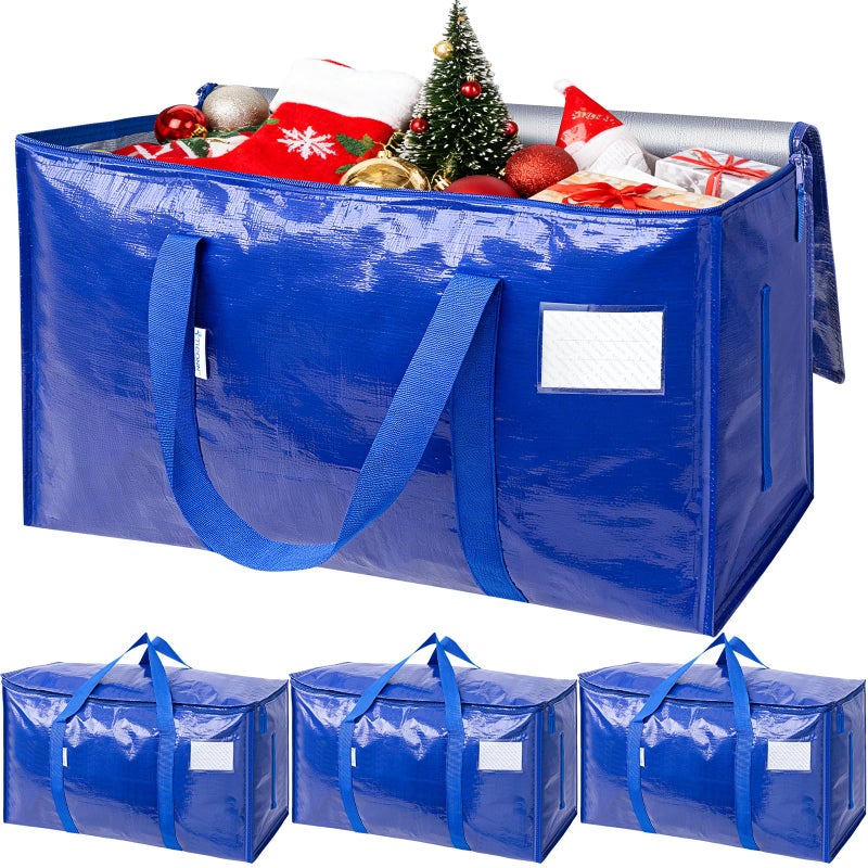 TICONN 4 Pack Extra Large Moving Bags Heavy Duty with Zippers & Carrying Handles, Durable Storage Bags Moving Boxes for Closet Organizers and Storage (4 Pack, Blue) - Image 1