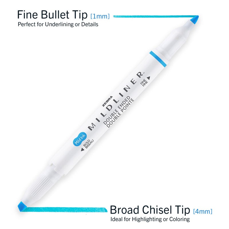 Zebra Pen Mildliner Double-Ended Highlighter Set  Broad and Fine Point Tips  No Bleed Bible Assorted Neutral Vintage Ink Colors  Model Number: 78605  5-Count  Pack of 1 - Image 3