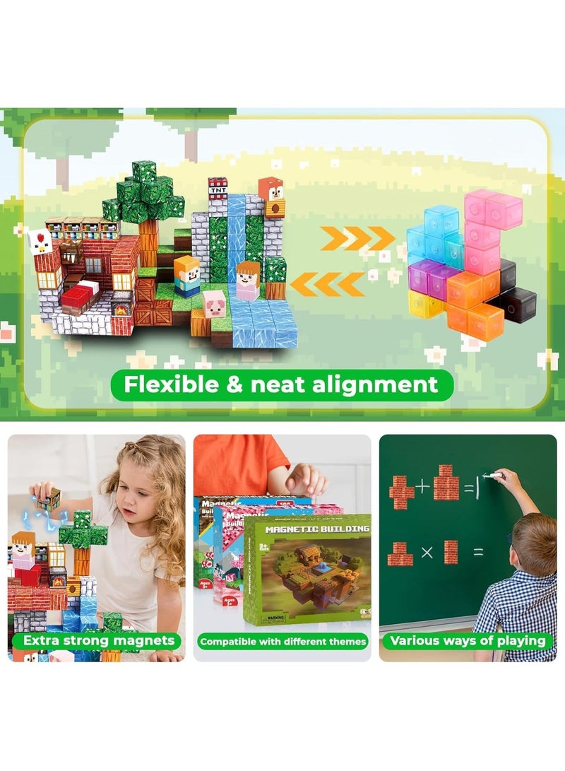 YOUWE7 Magnetic Tiles Cubes for Kids, 300PCS Magnetic Building Blocks, Toddler Building Toys STEM Montessori Sensory Toys for Boys & Girls Age 3+ Years Old - Image 3