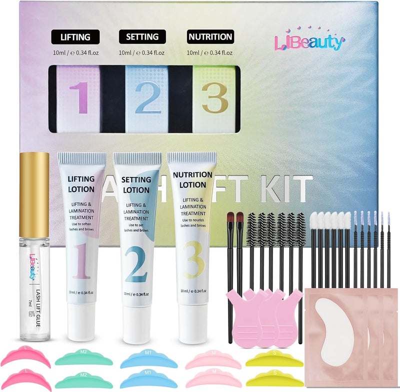مجموعة رفع الرموش من ليبيوتي - مجموعة رفع الرموش - مجموعة تجعيد الرموش بتصميم أنبوبي لتطبيق دقيق - جميع الأدوات لتجعيد الرموش في المنزل