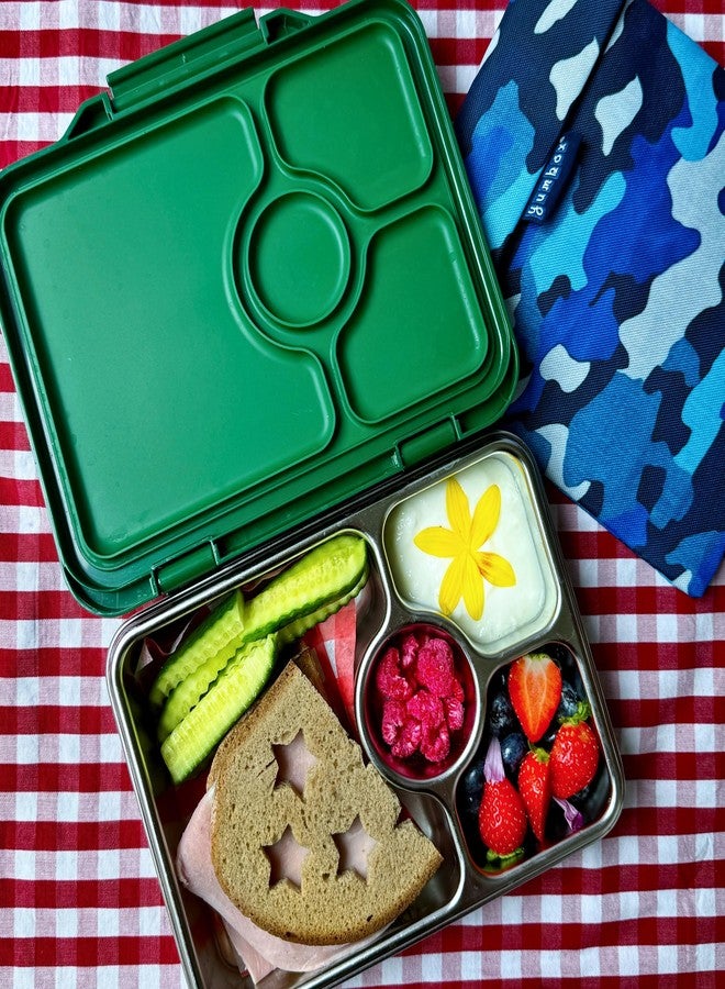 يوم بوكس علبة طعام Yumbox Prêt المصنوعة من الفولاذ المقاوم للصدأ مع حاوية غداء مانعة للتسرب، وصينية مناسبة للساندويتشات، وعلبة غداء للأطفال والكبار، ومناسبة للسفر (لون أخضر دبلن) - Image 4