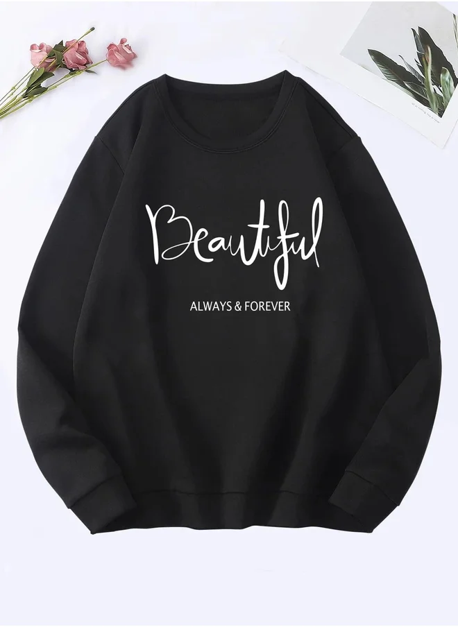 كوتي Slogan Print Round Neck Sweatshirt