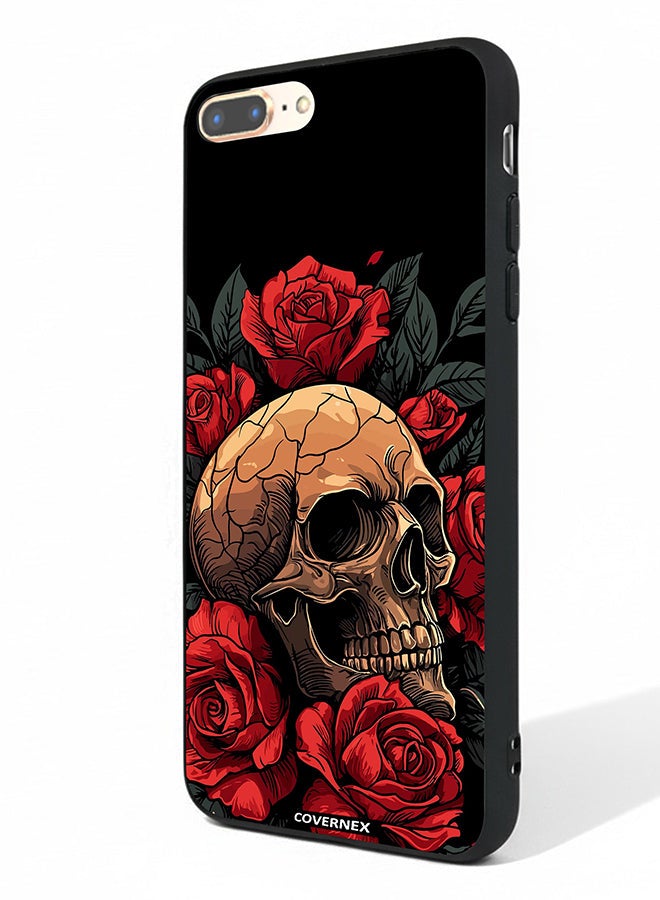 Covernex Apple iPhone 8 Plus Protective Case Cover Printed Featuring Gothic with Roses Illustration - Image 1