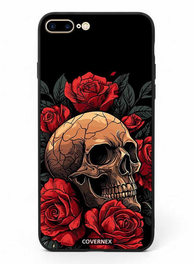 Covernex Apple iPhone 8 Plus Protective Case Cover Printed Featuring Gothic with Roses Illustration - Image 2