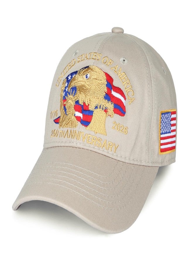 Obralitic 250th Anniversary USA Hat 1776-2026, Adjustable Unisex Patriotic American Bald Eagle Flag Embroidered Baseball Cap - Image 1