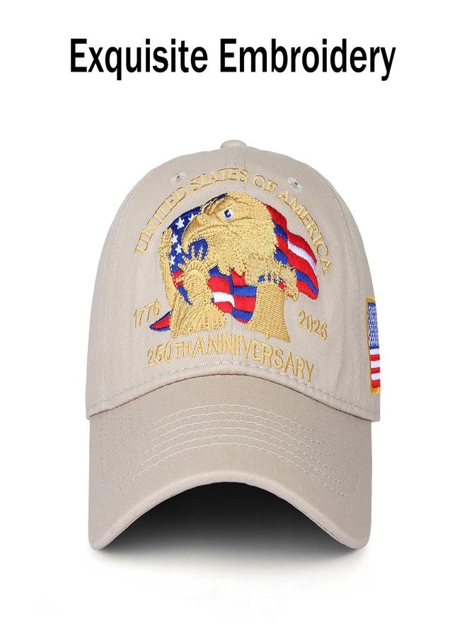 Obralitic 250th Anniversary USA Hat 1776-2026, Adjustable Unisex Patriotic American Bald Eagle Flag Embroidered Baseball Cap - Image 3