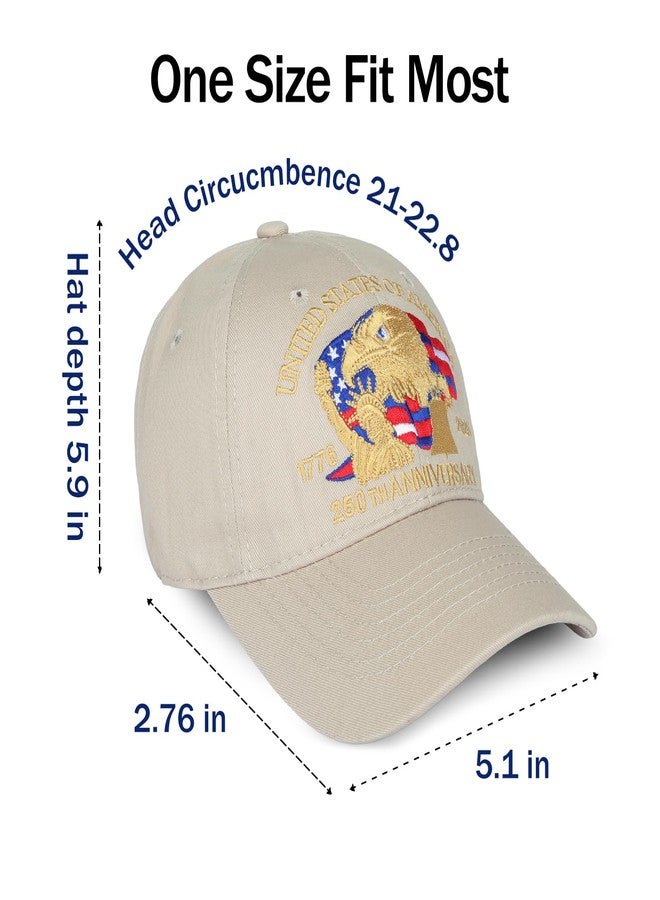 Obralitic 250th Anniversary USA Hat 1776-2026, Adjustable Unisex Patriotic American Bald Eagle Flag Embroidered Baseball Cap - Image 2