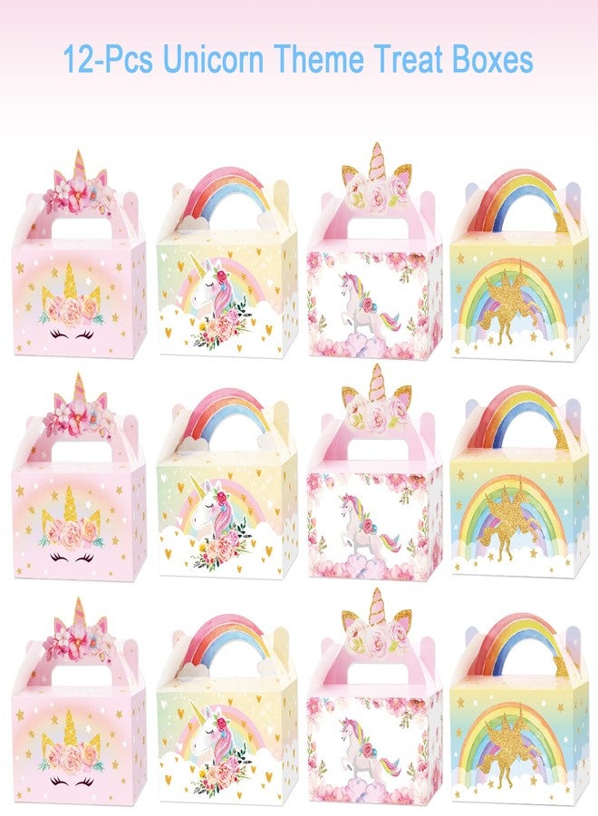 Tevxj 12 Pack Unicorn Party Favor Treat Boxes Unicorn Goodies Gift Boxes Party Supplies Birthday Bags Pastel Rainbow Theme Candy Bag for Girls Birthday Kids Decoration 6 x 3 x 3.5 Inches - Image 3