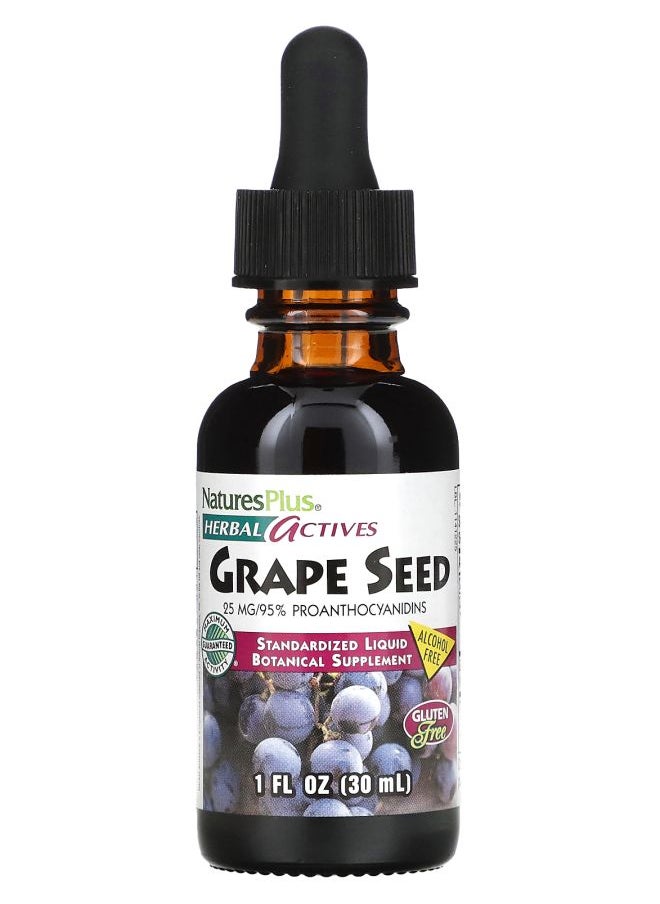 NaturesPlus Herbal Actives Grape Seed  Free 25 mg 1 fl oz (30 ml) 