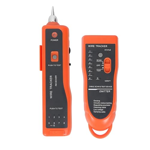 Goeco Ethernet Network Toner RJ11 RJ45 Network Cable Tester LAN Tracker Wire Finder Cat5 Cat6 with 2 Network Wire Stripper Toolkit Orange - Image 1