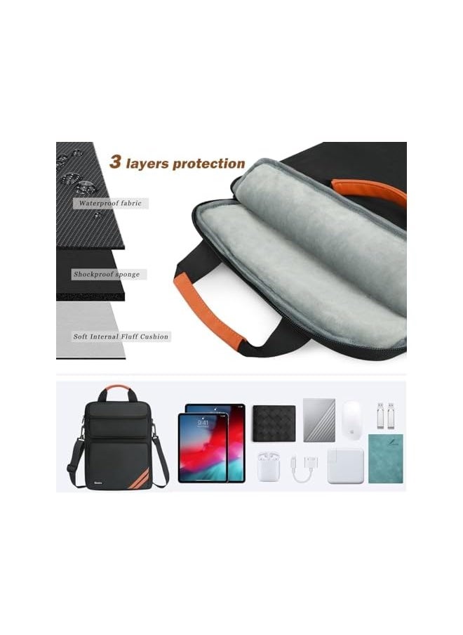 Gocokia - Gocokia 13-14.1 inch Waterproof Laptop Sleeve Messenger Bag, Laptop Case Briefcase Multi-Pocket Laptop Bag- Black - Image 1