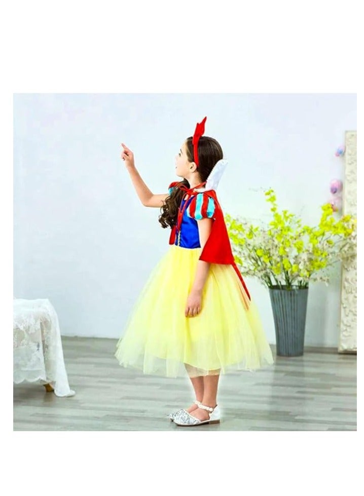 UKR Kids Snow White Princess Dressing Up Costume – Fairytale Dress for Girls Ages 5-7 (120 cm) | Perfect for World Book Day & Dress-Up Parties | Snow White Role Play Costume for Toddlers & Kids - Image 4