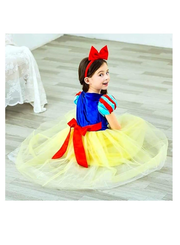 UKR Kids Snow White Princess Dressing Up Costume – Fairytale Dress for Girls Ages 5-7 (120 cm) | Perfect for World Book Day & Dress-Up Parties | Snow White Role Play Costume for Toddlers & Kids - Image 3