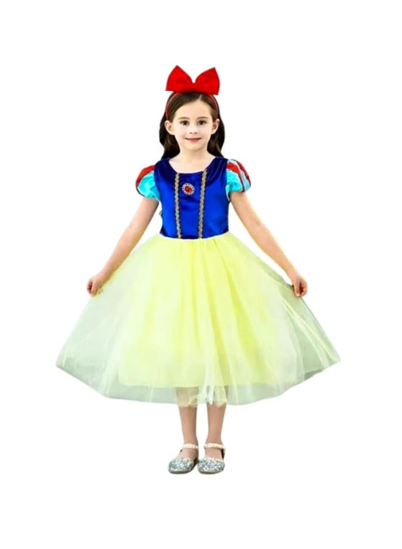 UKR Kids Snow White Princess Dressing Up Costume – Fairytale Dress for Girls Ages 5-7 (120 cm) | Perfect for World Book Day & Dress-Up Parties | Snow White Role Play Costume for Toddlers & Kids - Image 1