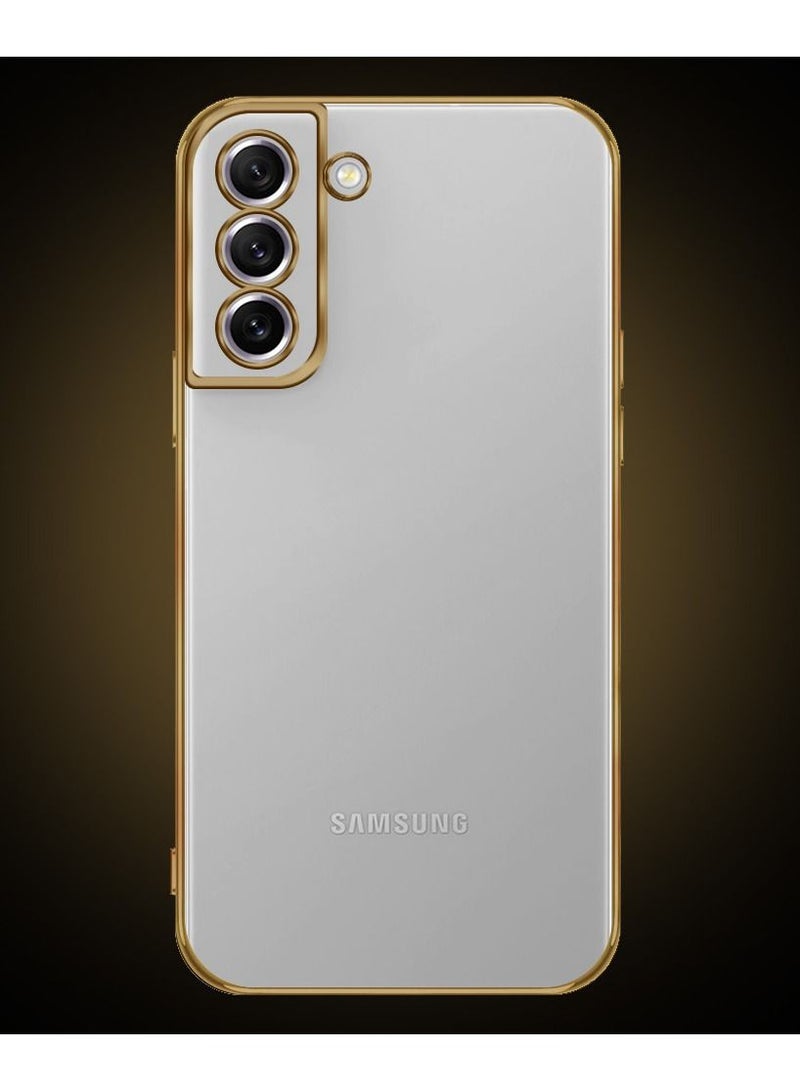 KST Design Samsung Galaxy S22 Classic Series Clear Case with Electroplating Frame 6D Plating Camera Lens Protection Design Gold  - Image 4