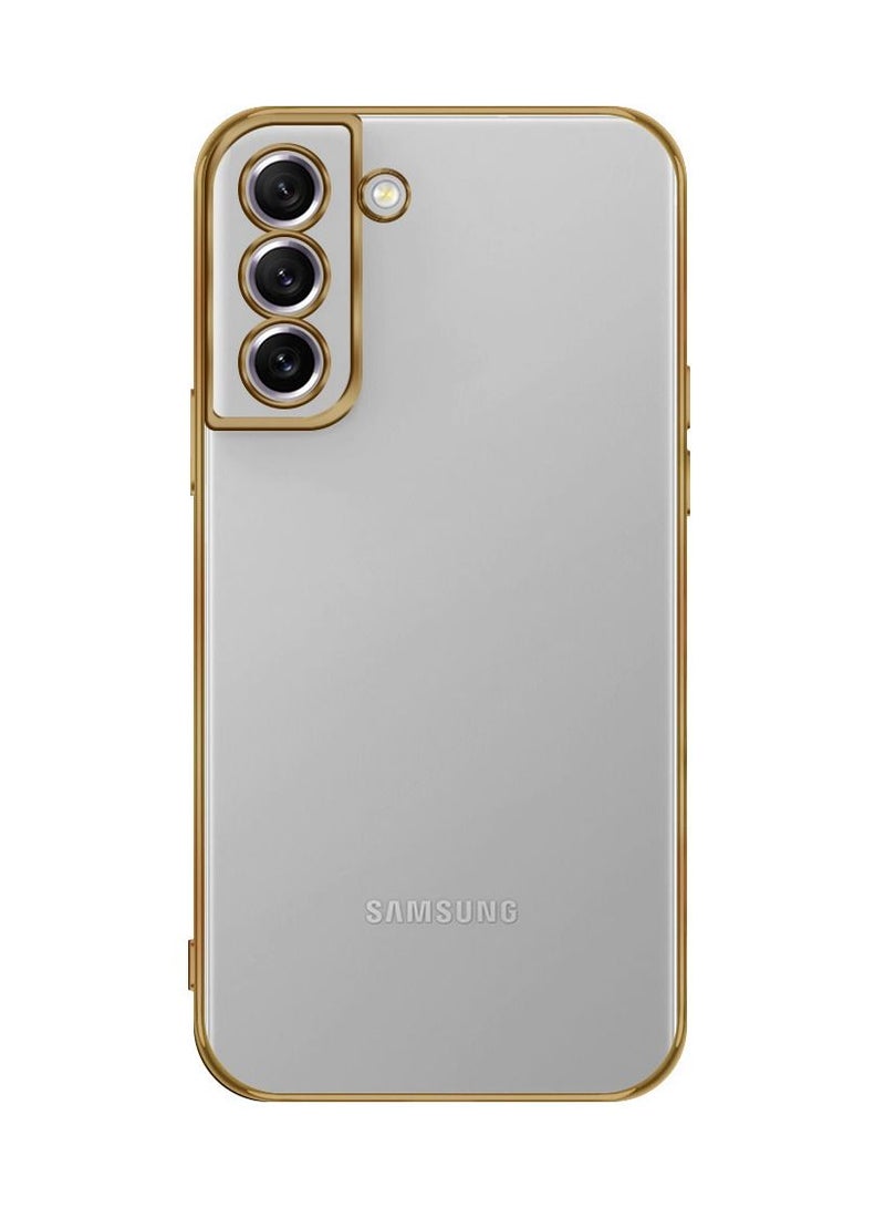 KST Design Samsung Galaxy S22 Classic Series Clear Case with Electroplating Frame 6D Plating Camera Lens Protection Design Gold  - Image 1