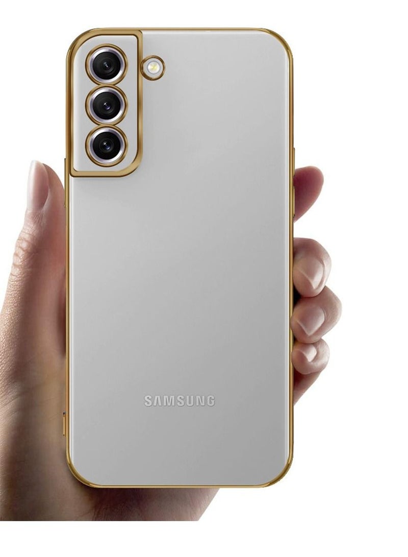 KST Design Samsung Galaxy S22 Classic Series Clear Case with Electroplating Frame 6D Plating Camera Lens Protection Design Gold  - Image 2
