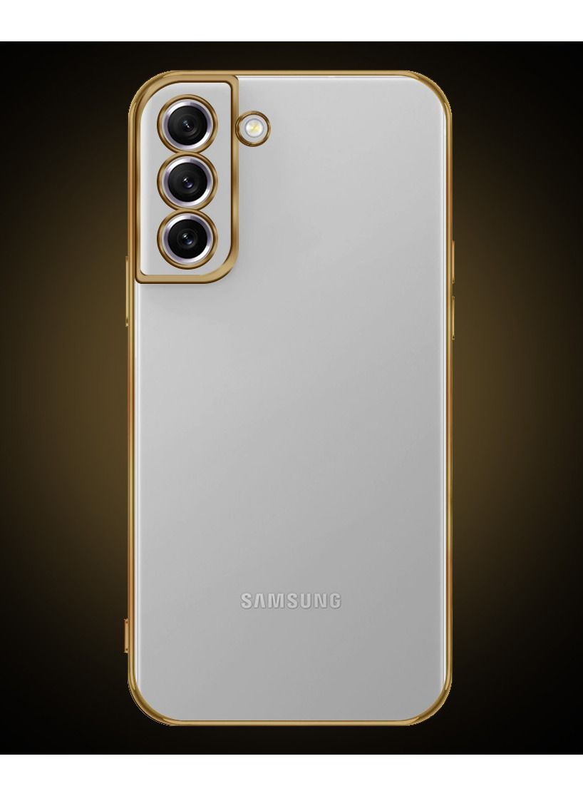 CATANORO Samsung Galaxy S22 Classic Series Clear Case with Electroplating Frame 6D Plating Camera Lens Protection Design Gold