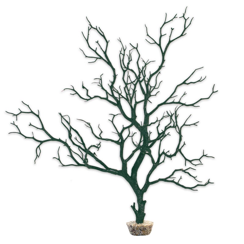 CURRENT USA Moss Green Manzanita Branch 22inch Tall with Weighted Base Tree Branches Molded Aquarium Decor Decoration Fake Artificial Fish Tank Ornament for Freshwater or Saltwater 7396