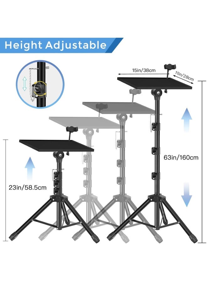 تي-ساين حامل ثلاثي القوائم للمسرح، حامل أرضي للكمبيوتر المحمول بارتفاع قابل للتعديل من 23 إلى 63 بوصة، حامل ثلاثي القوائم متعدد الوظائف للبروجيكتور الخاص بمكتب المسرح المنزلي، حامل البروجيكتور لأفلام الخارج. - Image 2
