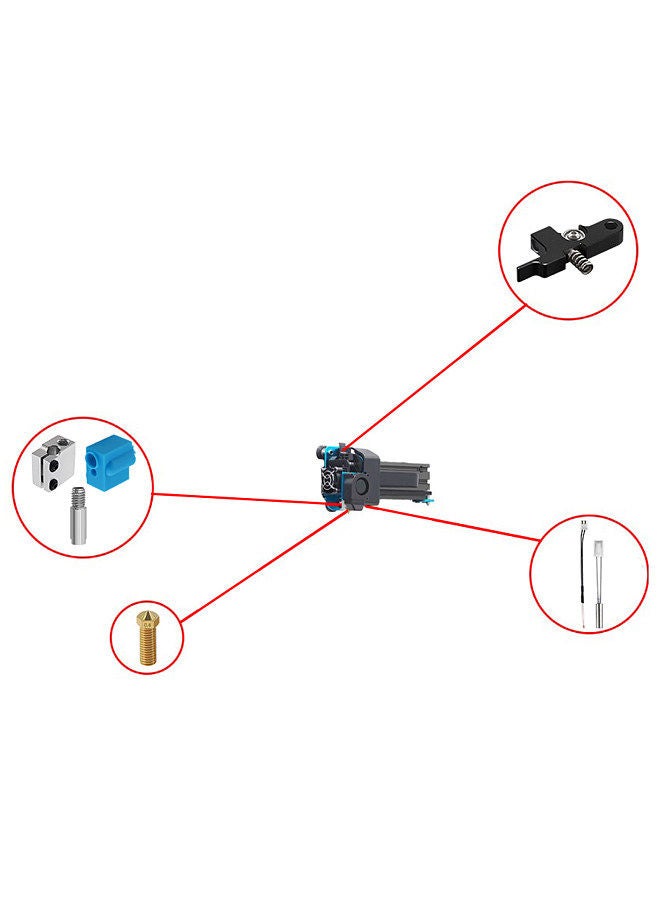 Extruder Kit with Volcano Nozzles Silicone Sleeve Aluminum Block Handle Thermistor Throat Tube Needles Compatible with Sidewinder X1 Genius 3D Printer  - Image 2