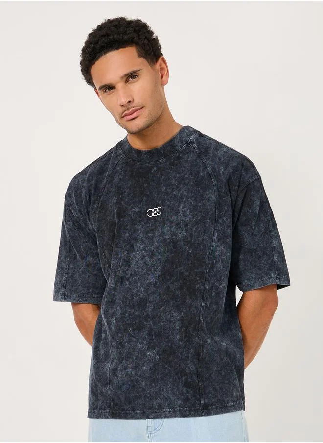 ستايلي Premium Cut and Sew Panelled Acid Washed Jersey T-Shirt