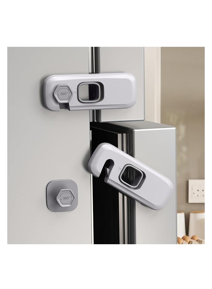 Hihonor Child Proof Refrigerator Lock, Fridge Locks for Kids with Sticky Adhesive Pads, Child Safety Locks for Doors, RV Refrigerator, Oven Lock Child Safety Baby Cabinet Locks  (Grey ,5 Pcs） - Image 1