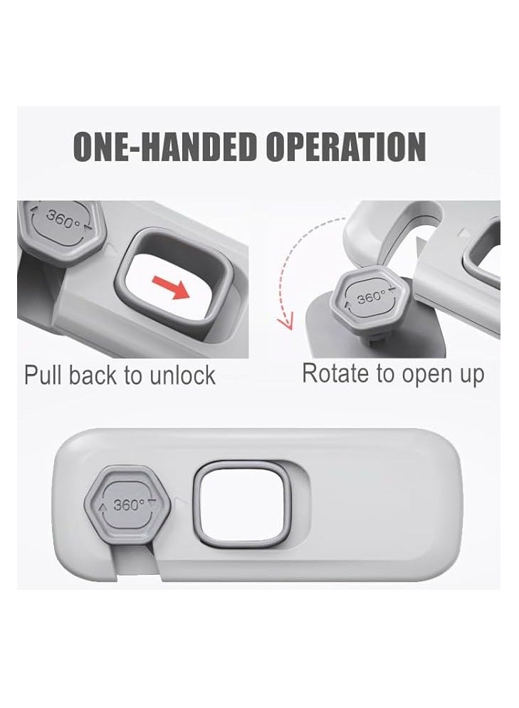 Hihonor Child Proof Refrigerator Lock, Fridge Locks for Kids with Sticky Adhesive Pads, Child Safety Locks for Doors, RV Refrigerator, Oven Lock Child Safety Baby Cabinet Locks  (Grey ,5 Pcs） - Image 2