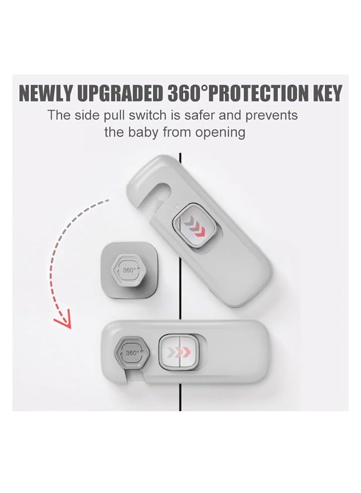 Hihonor Child Proof Refrigerator Lock, Fridge Locks for Kids with Sticky Adhesive Pads, Child Safety Locks for Doors, RV Refrigerator, Oven Lock Child Safety Baby Cabinet Locks  (Grey ,5 Pcs） - Image 3