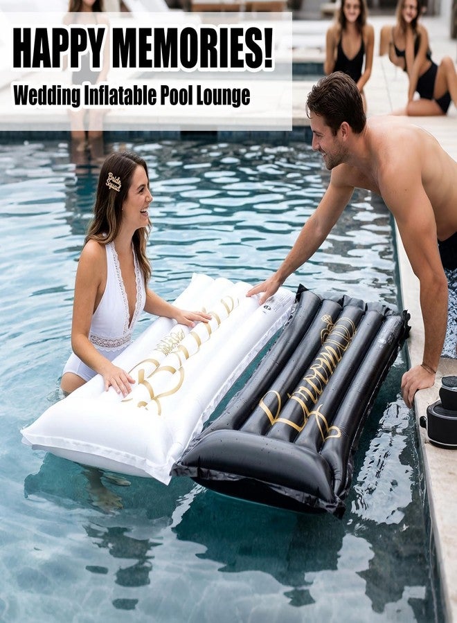 Vertintong 2 Pcs Weeding Bride and Groom Pool Float Bar Lounge Inflatable Bachelorette Float Funny Stagette Decorations Swimming Lounger for Beach Bridal Shower Engagement Wedding Party - Image 2