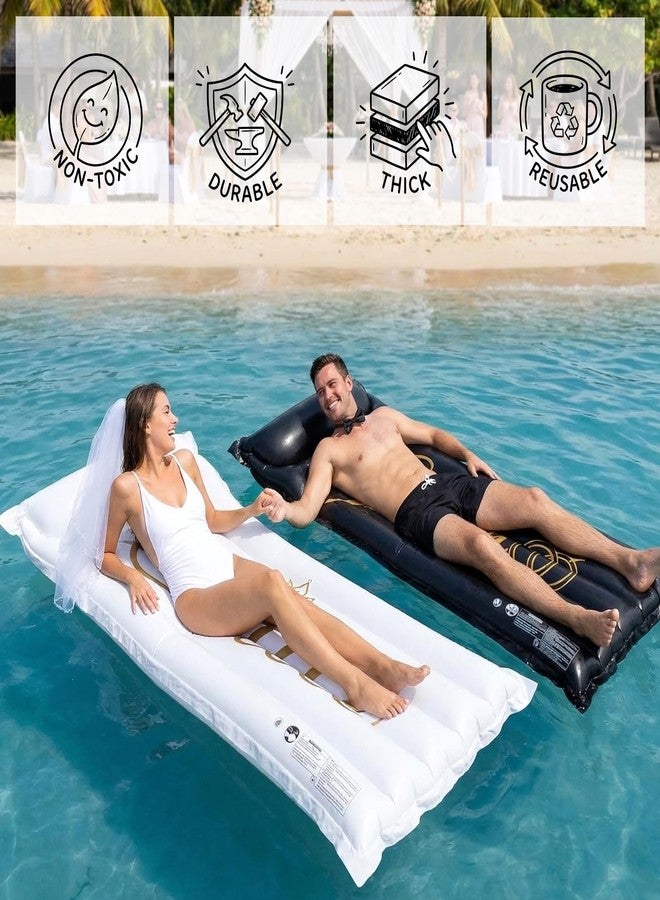 Vertintong 2 Pcs Weeding Bride and Groom Pool Float Bar Lounge Inflatable Bachelorette Float Funny Stagette Decorations Swimming Lounger for Beach Bridal Shower Engagement Wedding Party - Image 4