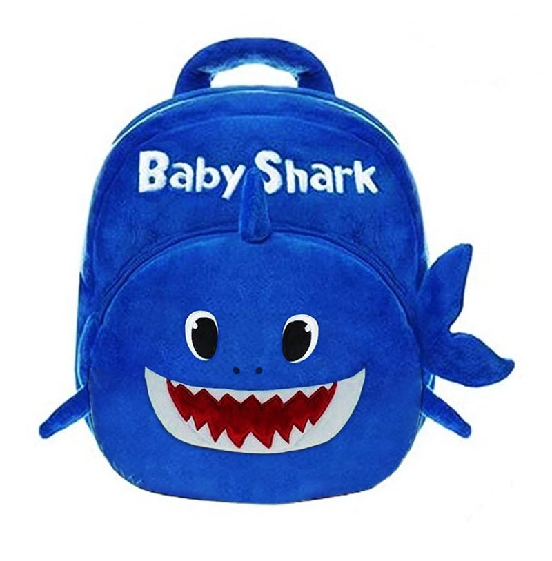 Frantic Blue Baby Shark Kids Soft Cartoon Animal Travelling School Bag Soft Plush Standard 2 Compartment Backpack Boys Girls For 2 To 5 Years Boys/Girls Nursery, Preschool, Picnic Standard,10 Litres - Image 1