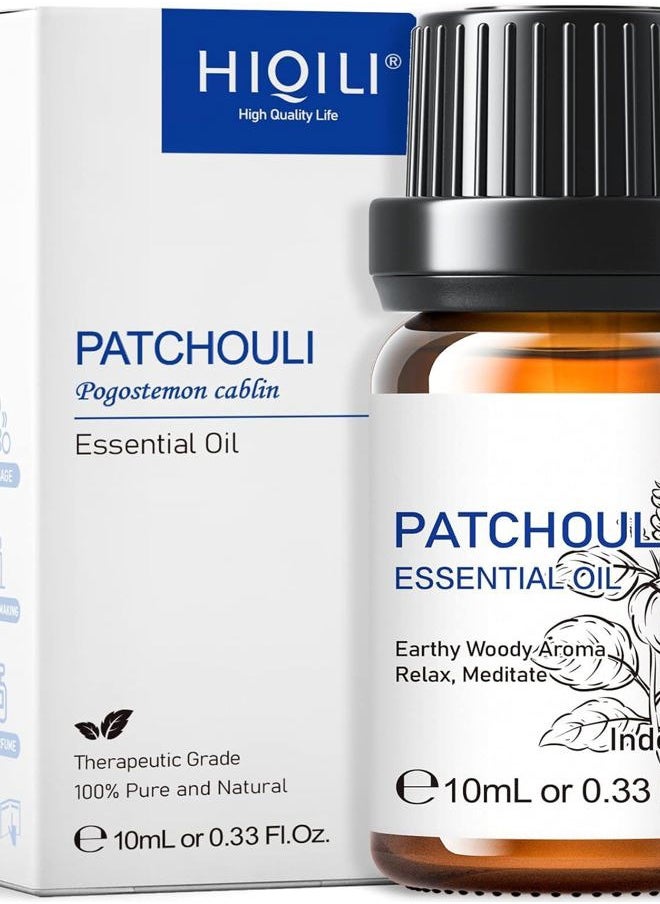HIQILI 0.33Fl Oz Patchouli Essential Oil,100% Pure for Diffuser,Perfume DIY, Candle Soap Making-10ml  - Image 1