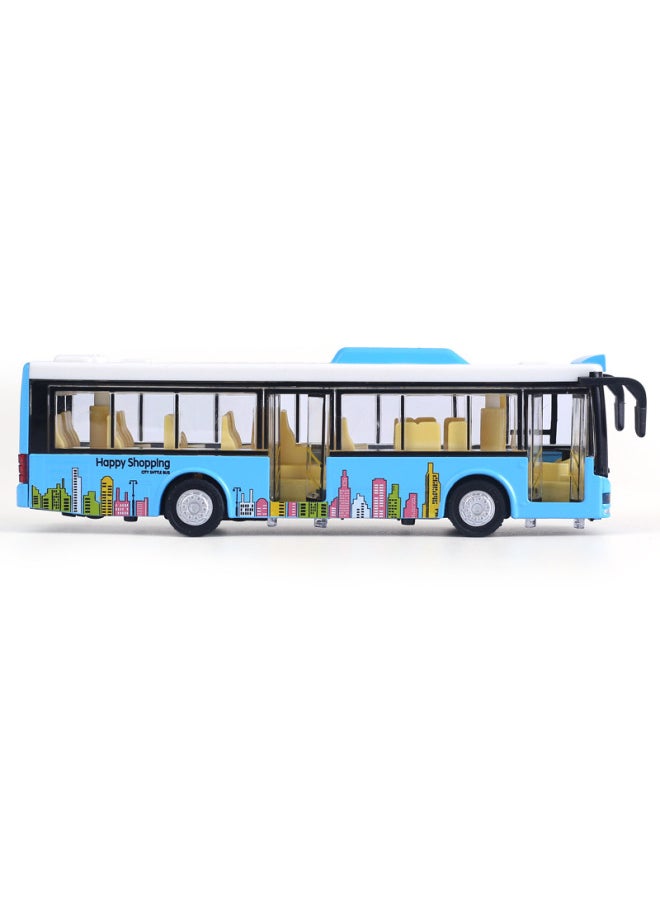 Generic - Tianying Alloy Single Bus Model Huili Sound And Light Real Person Pronunciation Bus Simulation Toy Bus Door Opening-Color:Blue - Image 1