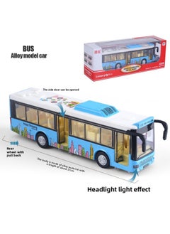 Tianying Alloy Single Bus Model Huili Sound And Light Real Person Pronunciation Bus Simulation Toy Bus Door Opening-Color:Blue