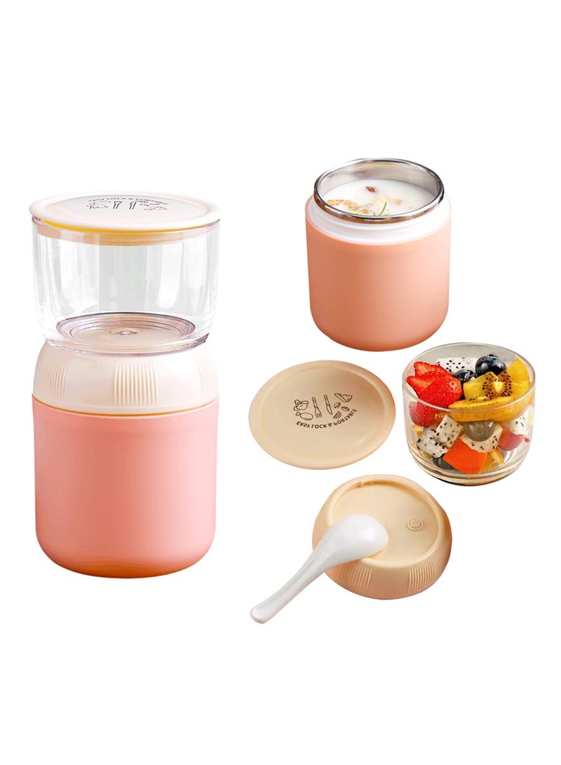 SYOSI Yogurt Container, Double Wall Insulated Snack Container with Lids and Spoon, Stainless Steel Inner Wall Leak Proof Food Storage, Microwave Safe, Storage Jar for Breakfast Milk Fruit Cereal, 23 Ounce - Image 1
