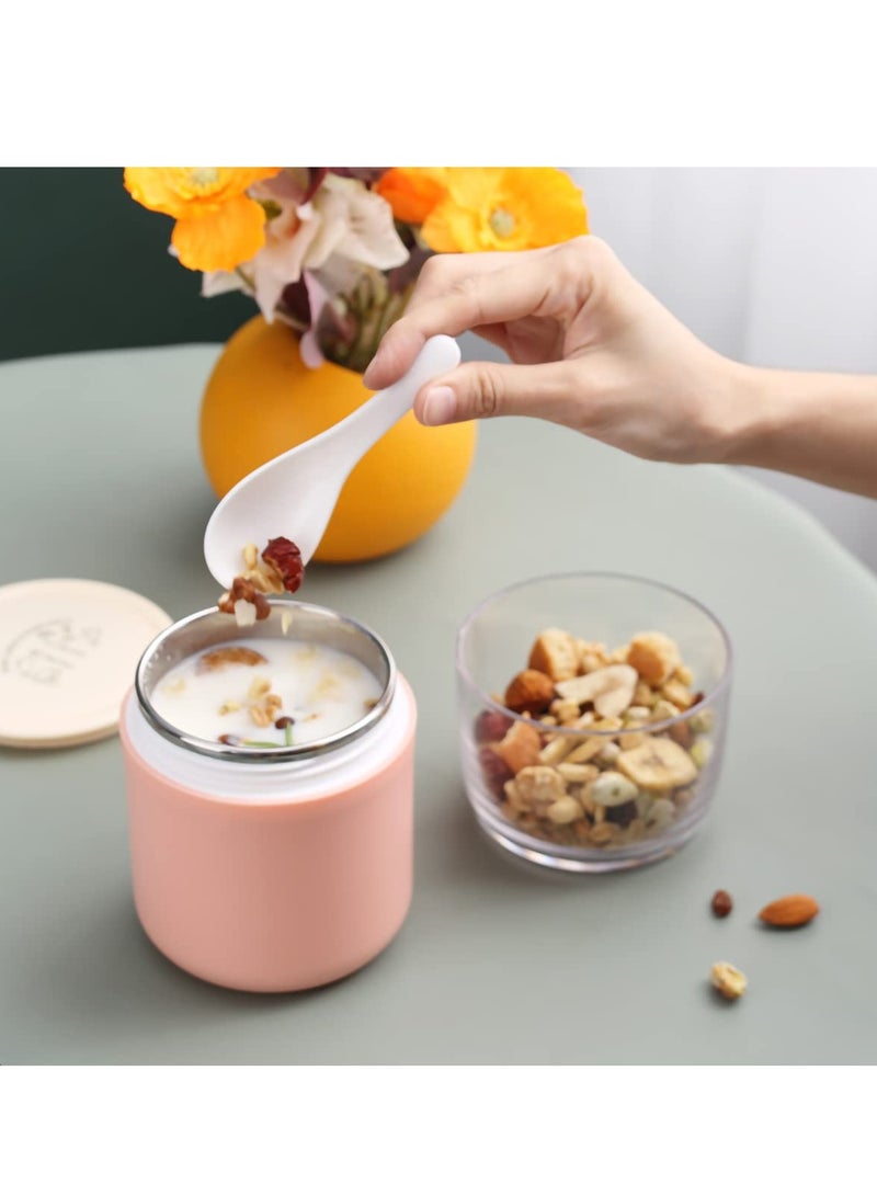 SYOSI Yogurt Container, Double Wall Insulated Snack Container with Lids and Spoon, Stainless Steel Inner Wall Leak Proof Food Storage, Microwave Safe, Storage Jar for Breakfast Milk Fruit Cereal, 23 Ounce - Image 2
