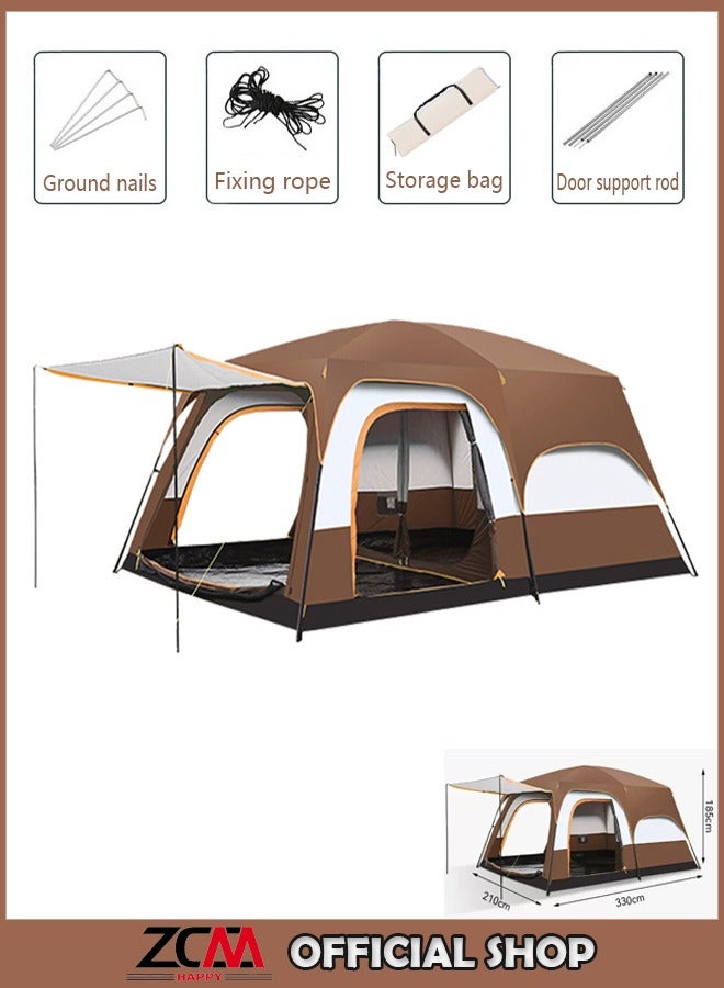 ZCM-HAPPY Double layer Outdoor Camping Tent Two Bedroom one Living Room Family Cabin 330x210x185com - Image 1
