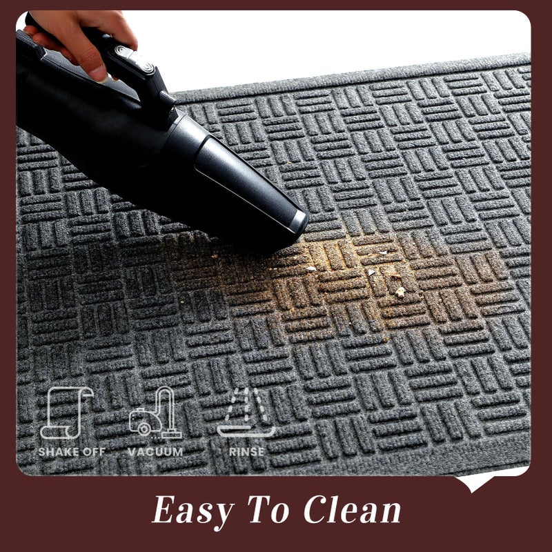 Mibao Front Door Mat Indoor Outdoor Entrance, Dirt Trapping Waterproof All-Season, All-Weather Doormat, Non-Slip Durable Natural Rubber Low Profile Easy Clean Patio Entrance Mat, 29.5" x 17", Grey - Image 4
